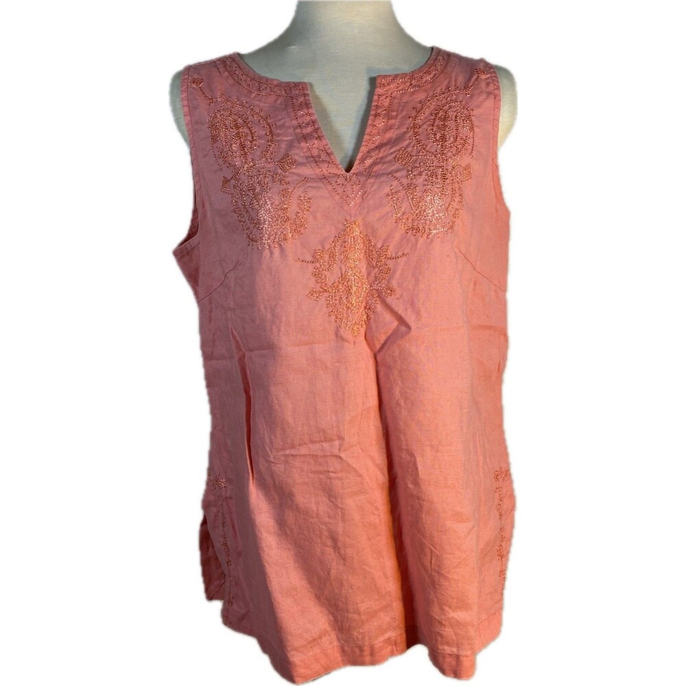Edward Irish Linen sz L Pink Sleeveless Top